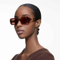 Swarovski Sunglasses Octagon Shape, SK0349 52E, Brown -Jewelry Store sunglasses octagon shape sk0349 52e brown swarovski 5625301 2