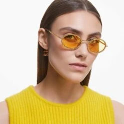 Swarovski Sunglasses Oval Shape, Pavé, SK0340 32L, Yellow