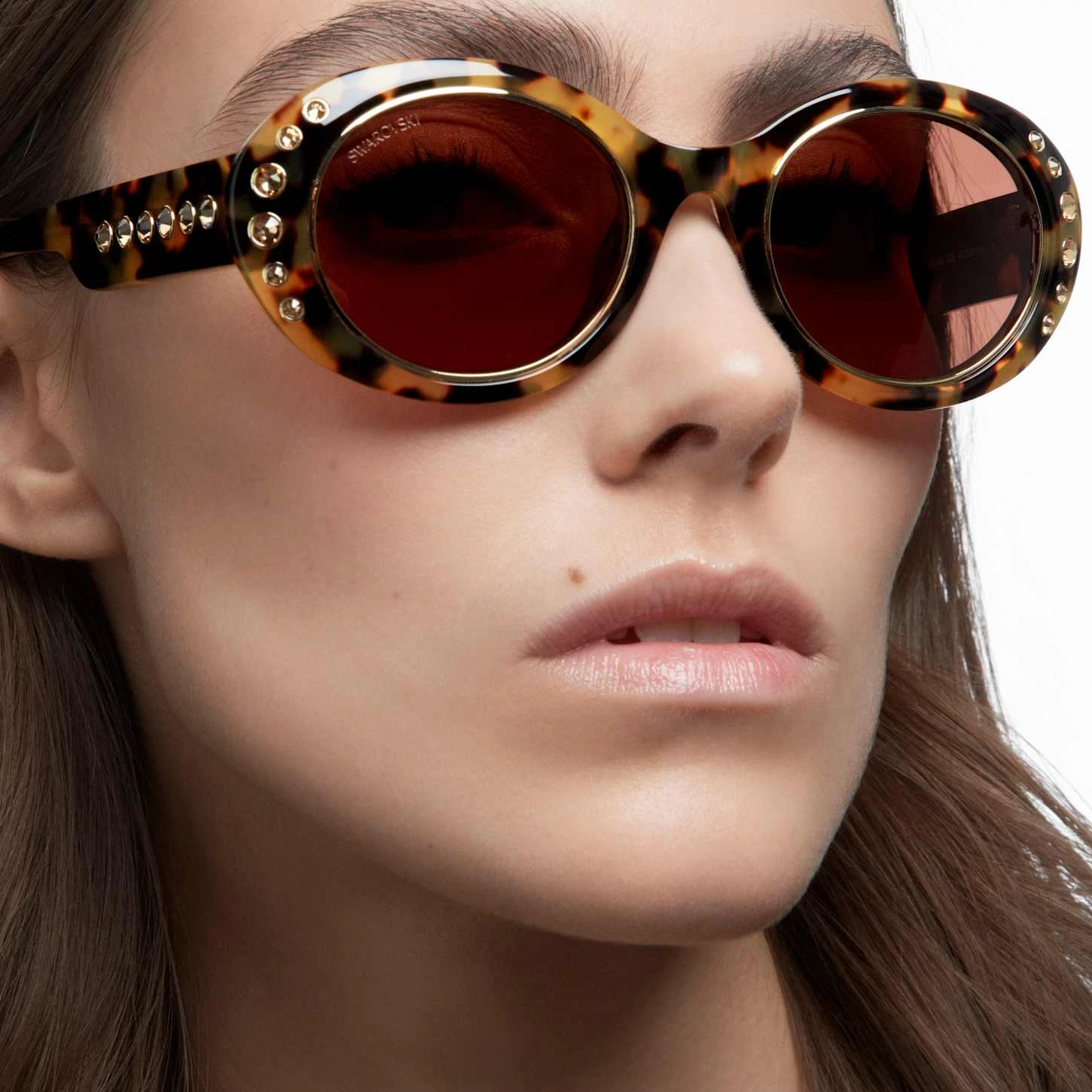 Swarovski Sunglasses Oversized, Pavé, SK0346 52E, Brown 5 Swarovski Sunglasses Oversized, Pavé, SK0346 52E, Brown - Image 3
