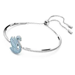 Swarovski Iconic Swan Bangle Swan, Blue, Rhodium Plated -Jewelry Store swarovski iconic swan bangle swan blue rhodium plated swarovski 5660595 2