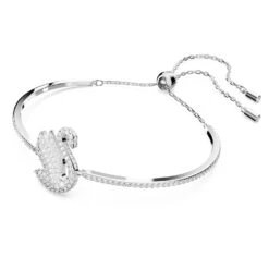 Swarovski Iconic Swan Bangle Swan, White, Rhodium Plated -Jewelry Store swarovski iconic swan bangle swan white rhodium plated swarovski 5649772 2