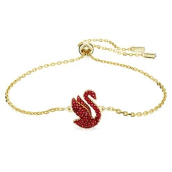 Swarovski Iconic Swan Bracelet Swan, Small, Red, Gold-tone Plated