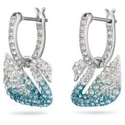 Swarovski Iconic Swan Drop Earrings Swan, Blue, Rhodium Plated -Jewelry Store swarovski iconic swan drop earrings swan blue rhodium plated swarovski 5512577 2