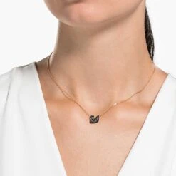Swarovski Iconic Swan Pendant Swan, Small, Black, Rose Gold-tone Plated -Jewelry Store swarovski iconic swan pendant swan small black rose gold tone plated swarovski 5204133 3