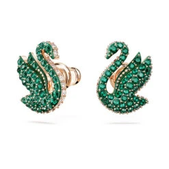 Swarovski Iconic Swan Stud Earrings Swan, Green, Rose Gold-tone Plated -Jewelry Store swarovski iconic swan stud earrings swan green rose gold tone plated swarovski 5650063 1
