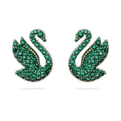 Swarovski Iconic Swan Stud Earrings Swan, Green, Rose Gold-tone Plated -Jewelry Store swarovski iconic swan stud earrings swan green rose gold tone plated swarovski 5650063 4