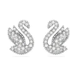 Swarovski Iconic Swan Stud Earrings Swan, White, Rhodium Plated -Jewelry Store swarovski iconic swan stud earrings swan white rhodium plated swarovski 5647873 1