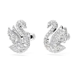 Swarovski Iconic Swan Stud Earrings Swan, White, Rhodium Plated -Jewelry Store swarovski iconic swan stud earrings swan white rhodium plated swarovski 5647873 3