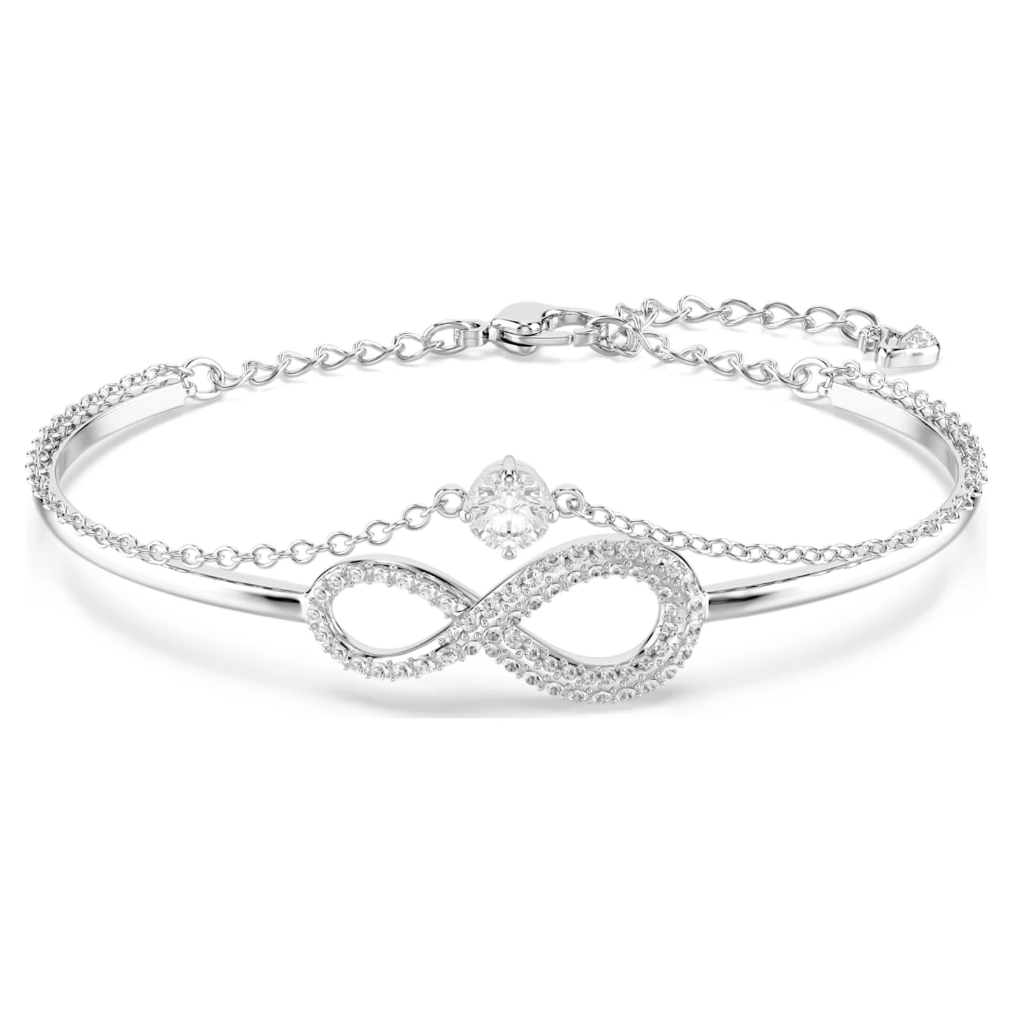 Swarovski Infinity Bangle Infinity, White, Rhodium Plated 4 Swarovski Infinity Bangle Infinity, White, Rhodium Plated - Image 2