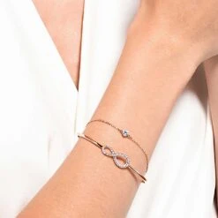 Swarovski Infinity Bangle Infinity, White, Rose Gold-tone Plated