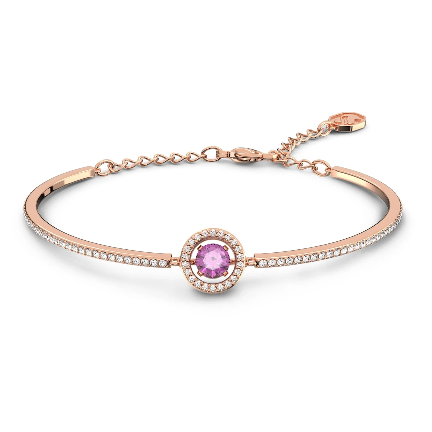 Swarovski Sparkling Dance Bangle Round Cut, Purple, Rose Gold-tone Plated 3 Swarovski Sparkling Dance Bangle Round Cut, Purple, Rose Gold-tone Plated