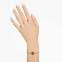 Swarovski Sparkling Dance Bracelet Green, Gold-tone Plated