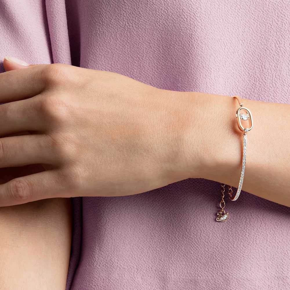 Swarovski Sparkling Dance Bracelet Round Cut, Oval Shape, White, Rose Gold-tone Plated 7 Swarovski Sparkling Dance Bracelet Round Cut, Oval Shape, White, Rose Gold-tone Plated - Image 5