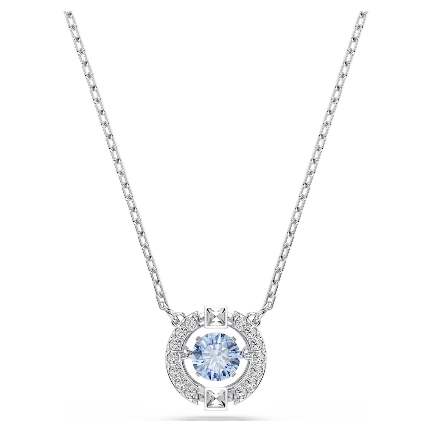 Swarovski Sparkling Dance Necklace Round Cut, Blue, Rhodium Plated 4 Swarovski Sparkling Dance Necklace Round Cut, Blue, Rhodium Plated - Image 2