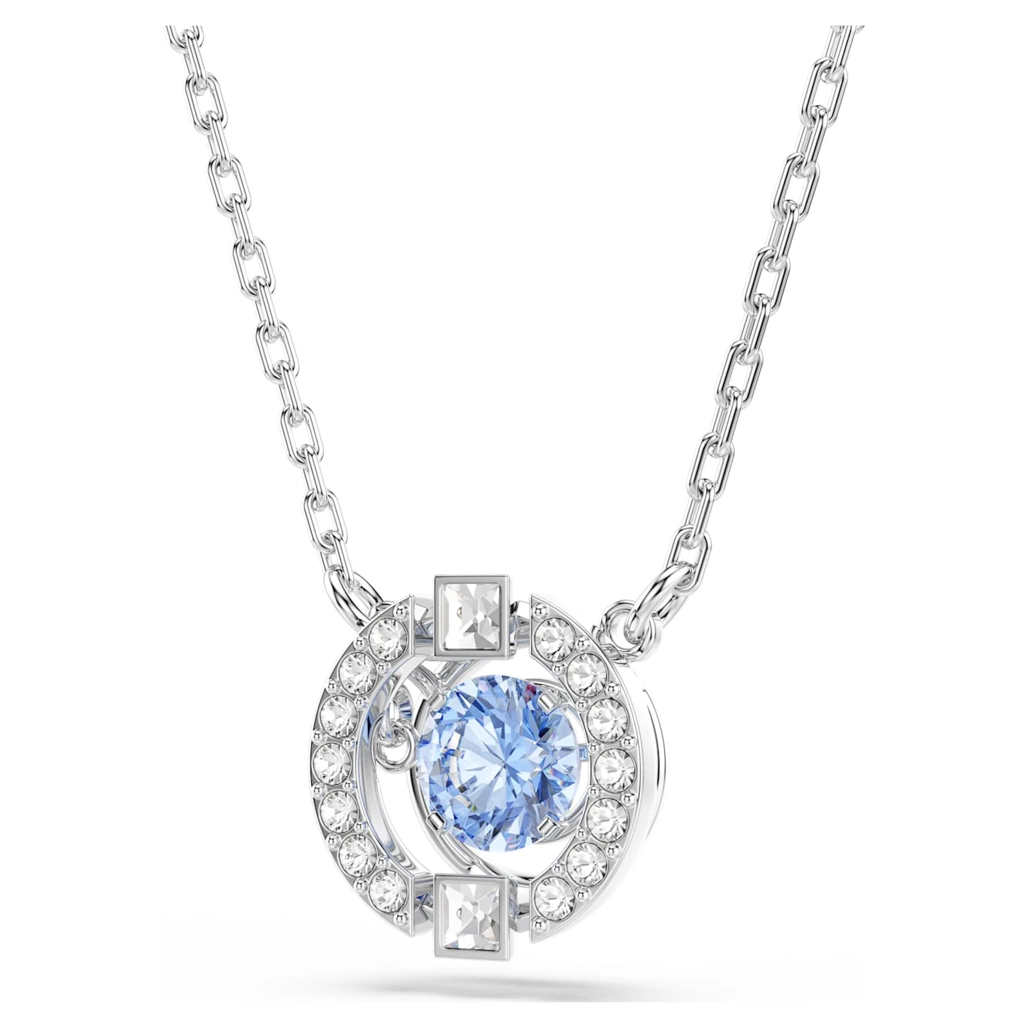 Swarovski Sparkling Dance Necklace Round Cut, Blue, Rhodium Plated 6 Swarovski Sparkling Dance Necklace Round Cut, Blue, Rhodium Plated - Image 4