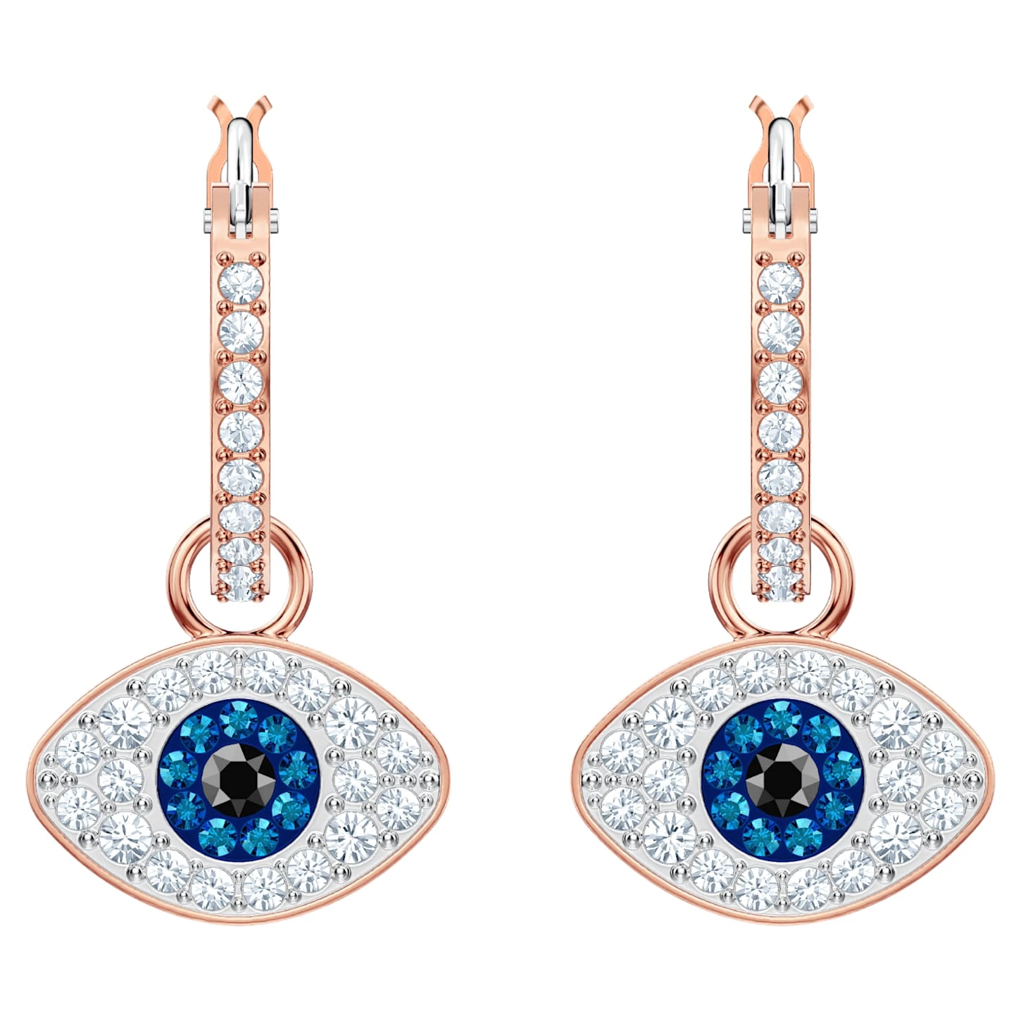 Swarovski Symbolic Hoop Earrings Evil Eye, Blue, Rose Gold-tone Plated 5 Swarovski Symbolic Hoop Earrings Evil Eye, Blue, Rose Gold-tone Plated - Image 3