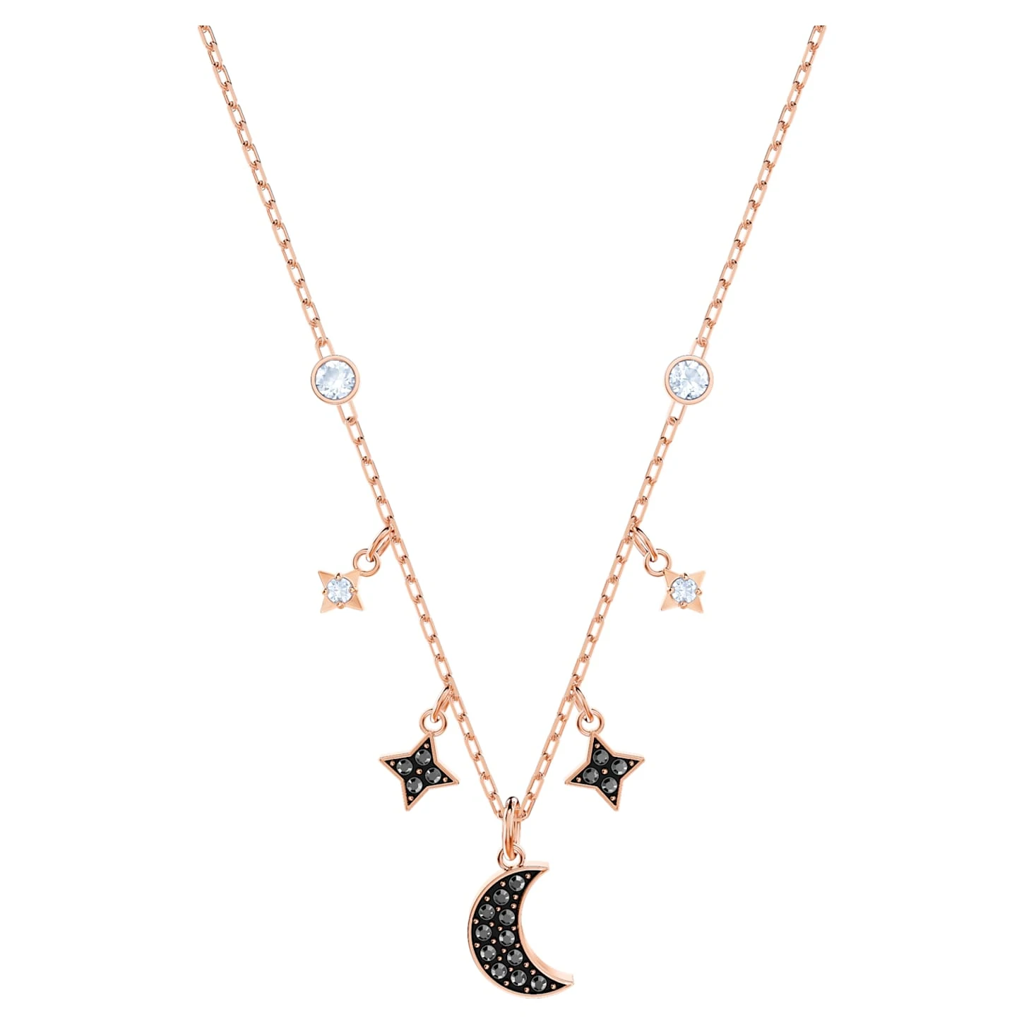 Swarovski Symbolic Necklace Moon And Star, Black, Rose Gold-tone Plated 4 Swarovski Symbolic Necklace Moon And Star, Black, Rose Gold-tone Plated - Image 2