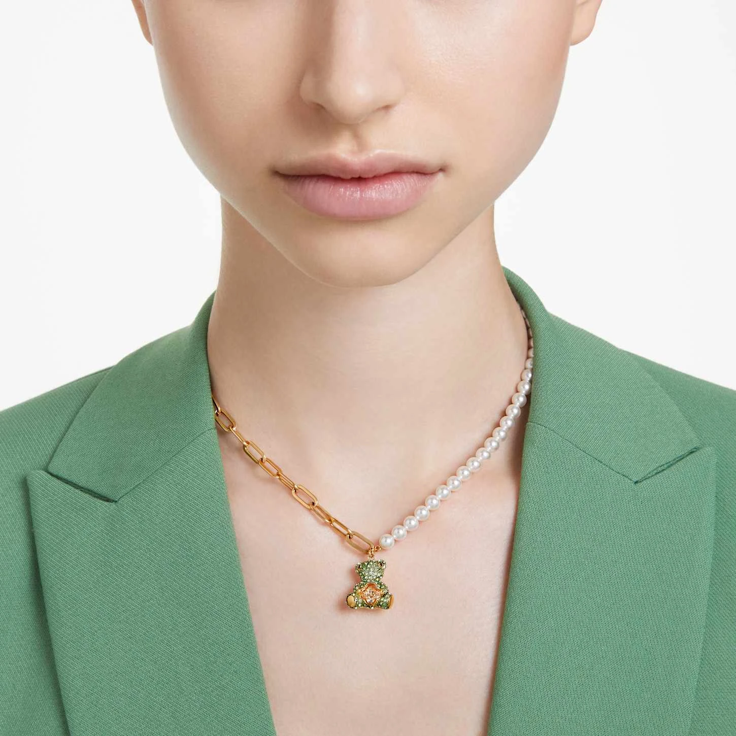 Swarovski Teddy Pendant Bear, Multicolored, Gold-tone Plated 3 Swarovski Teddy Pendant Bear, Multicolored, Gold-tone Plated