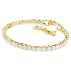 Swarovski Tennis Deluxe Bracelet Round Cut, White, Gold-tone Plated -Jewelry Store tennis deluxe bracelet round cut white gold tone plated swarovski 5511544 2