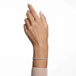 Swarovski Tennis Deluxe Bracelet Round Cut, White, Gold-tone Plated