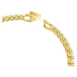 Swarovski Tennis Deluxe Bracelet Round Cut, White, Gold-tone Plated -Jewelry Store tennis deluxe bracelet round cut white gold tone plated swarovski 5511544 3