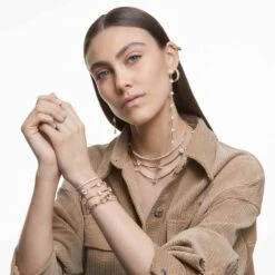 Swarovski Tennis Deluxe Bracelet Round Cut, White, Gold-tone Plated -Jewelry Store tennis deluxe bracelet round cut white gold tone plated swarovski 5511544 4