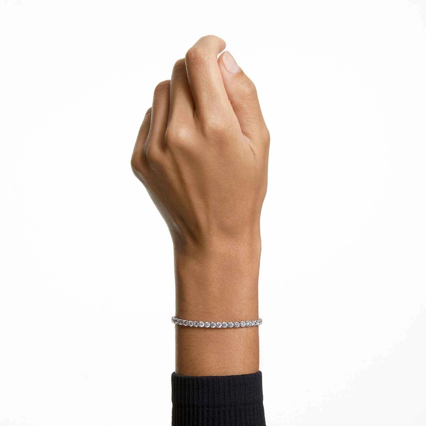 Swarovski Tennis Deluxe Bracelet Round Cut, White, Rhodium Plated 3 Swarovski Tennis Deluxe Bracelet Round Cut, White, Rhodium Plated