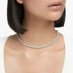Swarovski Tennis Deluxe Necklace Round Cut, White, Rhodium Plated -Jewelry Store tennis deluxe necklace round cut white rhodium plated swarovski 5494605 4