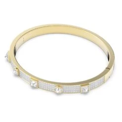 Swarovski Thrilling Bangle Mixed Cuts, Pavé, White, Gold-tone Plated -Jewelry Store thrilling bangle mixed cuts pavC3A9 white gold tone plated swarovski 5561686 2