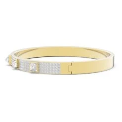 Swarovski Thrilling Bangle Mixed Cuts, Pavé, White, Gold-tone Plated -Jewelry Store thrilling bangle mixed cuts pavC3A9 white gold tone plated swarovski 5561686 4