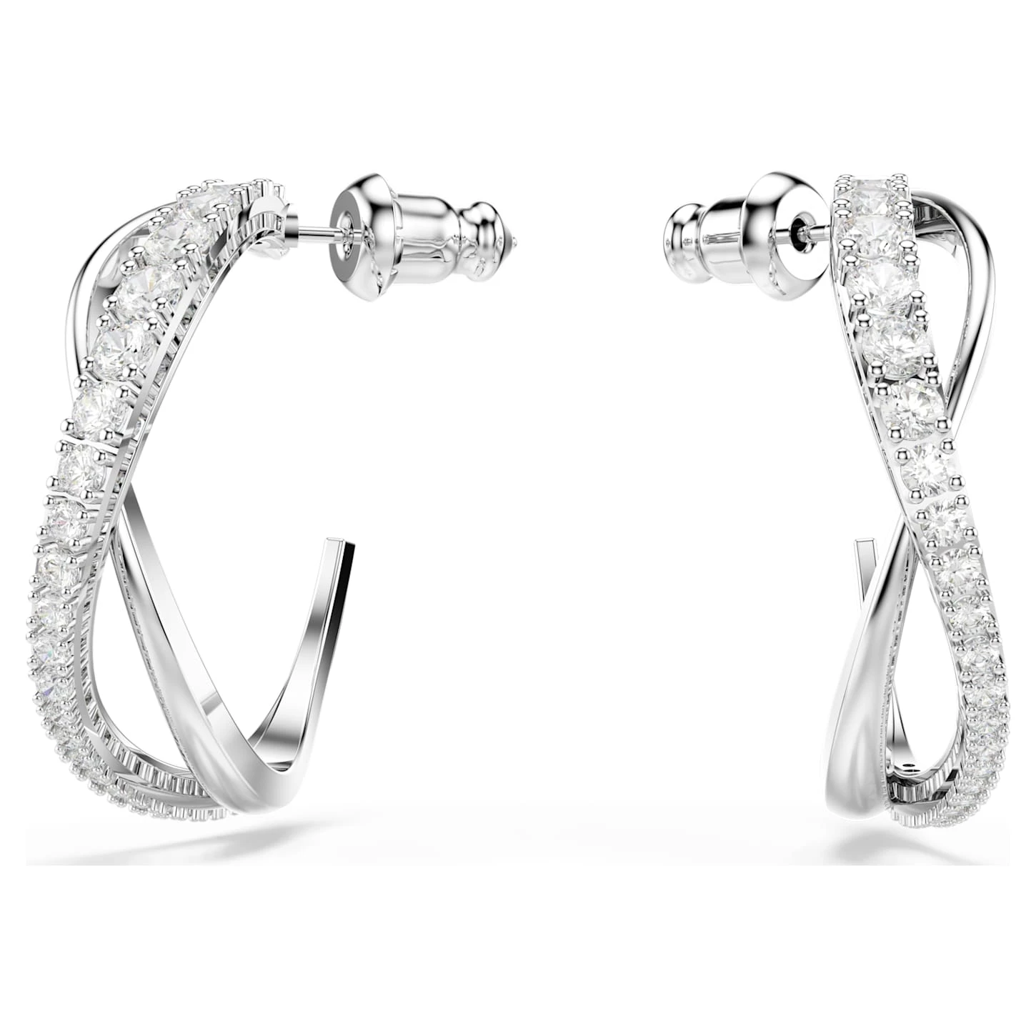 Swarovski Twist Hoop Earrings White, Rhodium Plated 4 Swarovski Twist Hoop Earrings White, Rhodium Plated - Image 2