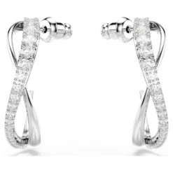 Swarovski Twist Hoop Earrings White, Rhodium Plated 9 Swarovski Twist Hoop Earrings White, Rhodium Plated -Jewelry Store twist hoop earrings white rhodium plated swarovski 5563908 2