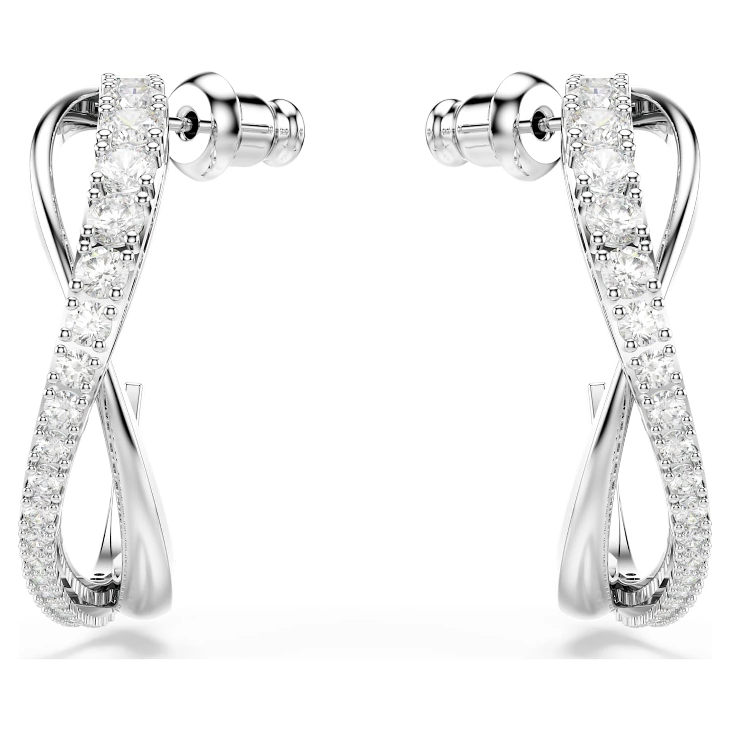 Swarovski Twist Hoop Earrings White, Rhodium Plated 5 Swarovski Twist Hoop Earrings White, Rhodium Plated - Image 3