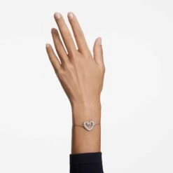 Swarovski Una Bracelet Heart, Medium, White, Rhodium Plated