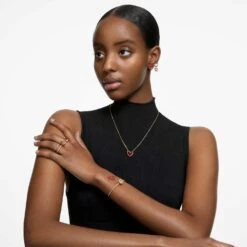 Swarovski Una Bracelet Heart, Small, Red, Gold-tone Plated -Jewelry Store una bracelet heart small red gold tone plated swarovski 5634724 4