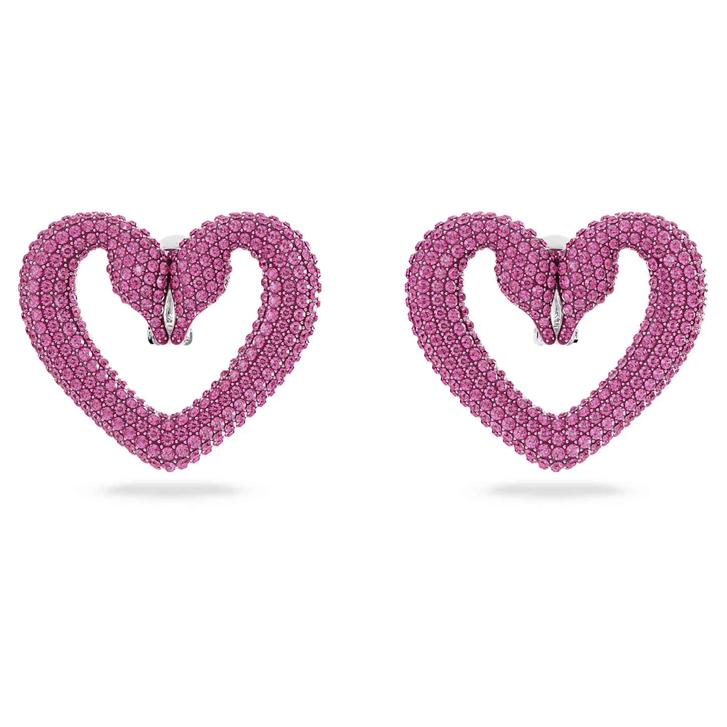 Swarovski Una Clip Earrings Heart, Large, Pink, Rhodium Plated 4 Swarovski Una Clip Earrings Heart, Large, Pink, Rhodium Plated - Image 2