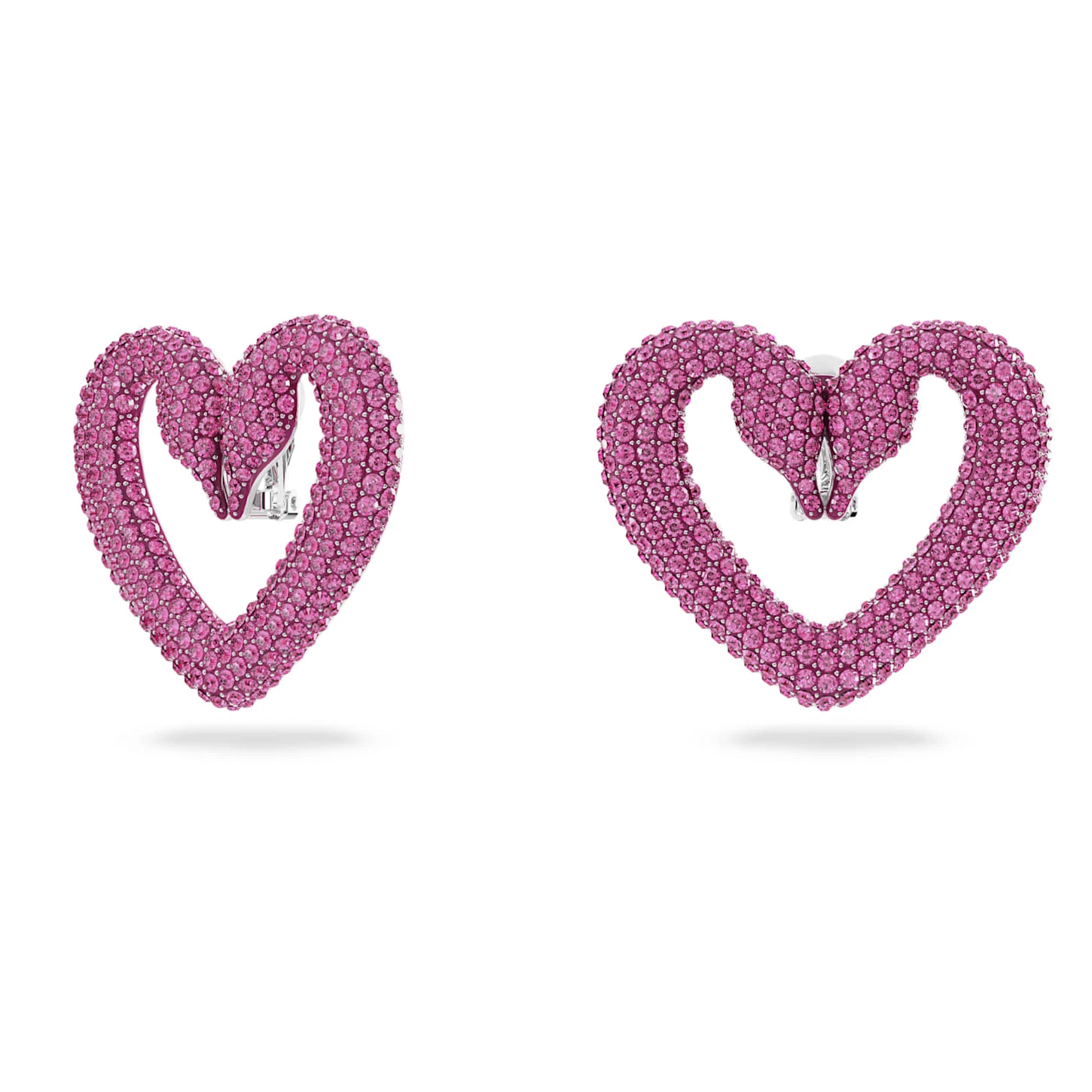 Swarovski Una Clip Earrings Heart, Large, Pink, Rhodium Plated 5 Swarovski Una Clip Earrings Heart, Large, Pink, Rhodium Plated - Image 3