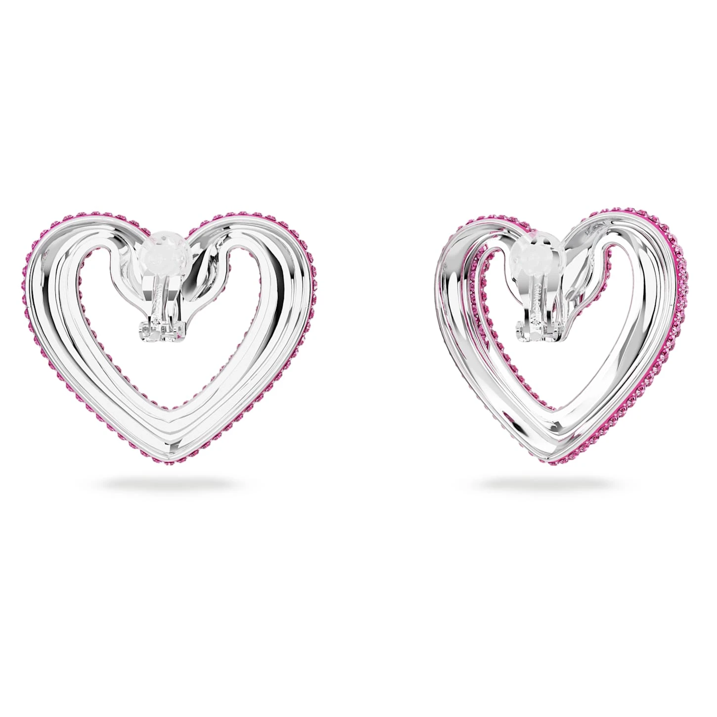 Swarovski Una Clip Earrings Heart, Large, Pink, Rhodium Plated 7 Swarovski Una Clip Earrings Heart, Large, Pink, Rhodium Plated - Image 5
