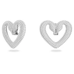 Swarovski Una Clip Earrings Heart, Large, White, Rhodium Plated -Jewelry Store una clip earrings heart large white rhodium plated swarovski 5626172 2