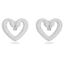 Swarovski Una Clip Earrings Heart, Large, White, Rhodium Plated -Jewelry Store una clip earrings heart large white rhodium plated swarovski 5626172 4