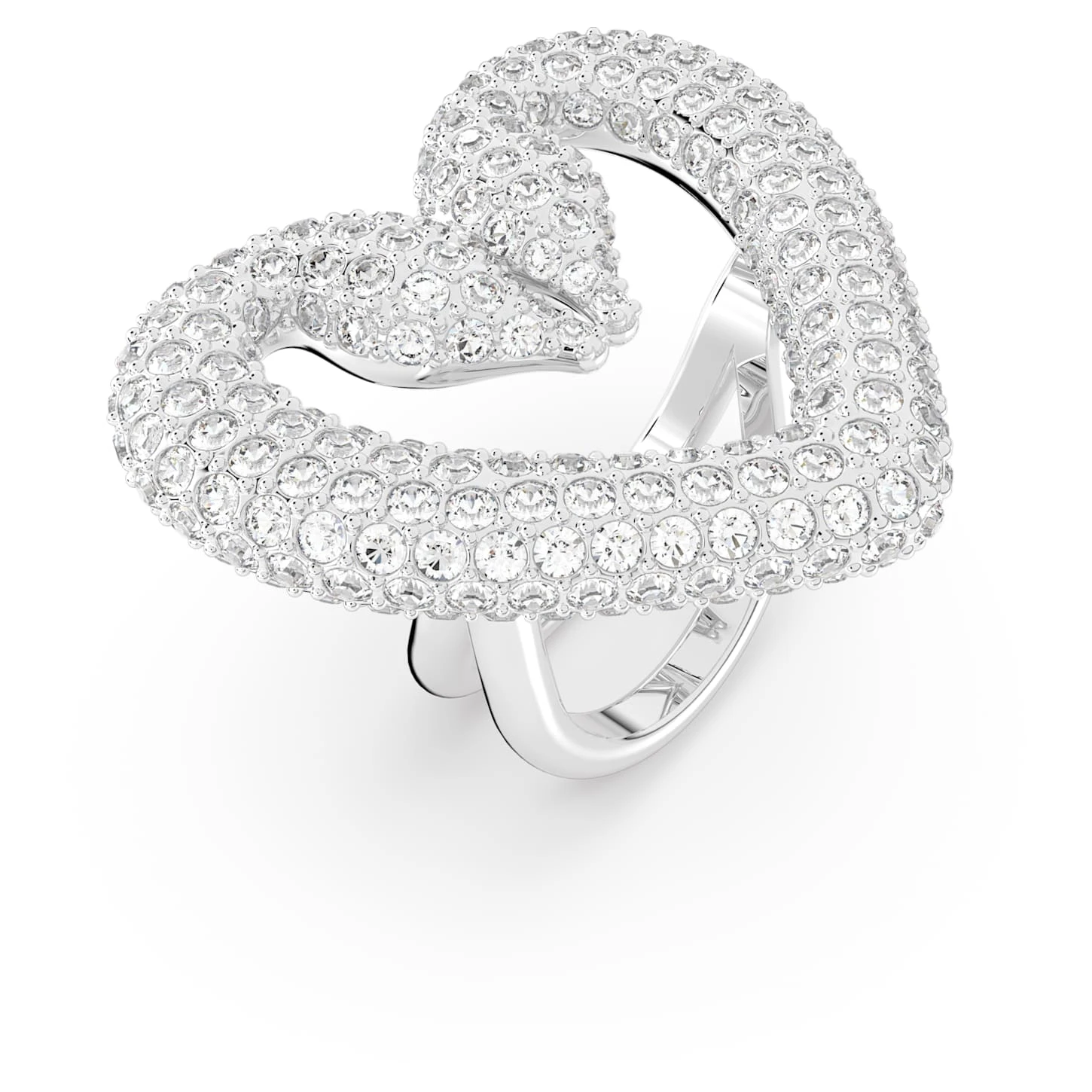 Swarovski Una Cocktail Ring Heart, Large, White, Rhodium Plated 5 Swarovski Una Cocktail Ring Heart, Large, White, Rhodium Plated - Image 3