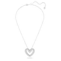 Swarovski Una Pendant Heart, Large, White, Rhodium Plated -Jewelry Store una pendant heart large white rhodium plated swarovski 5626176 2