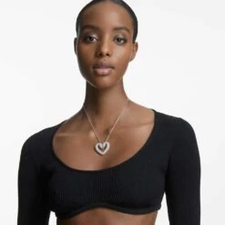 Swarovski Una Pendant Heart, Large, White, Rhodium Plated -Jewelry Store una pendant heart large white rhodium plated swarovski 5626176 4