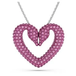 Swarovski Una Pendant Heart, Medium, Pink, Rhodium Plated -Jewelry Store una pendant heart medium pink rhodium plated swarovski 5646571 1