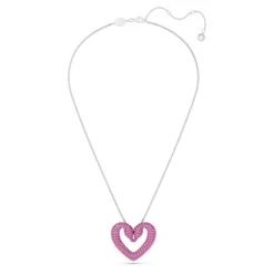 Swarovski Una Pendant Heart, Medium, Pink, Rhodium Plated -Jewelry Store una pendant heart medium pink rhodium plated swarovski 5646571 2