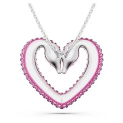 Swarovski Una Pendant Heart, Medium, Pink, Rhodium Plated -Jewelry Store una pendant heart medium pink rhodium plated swarovski 5646571 4