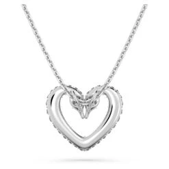 Swarovski Una Pendant Heart, Medium, White, Rhodium Plated -Jewelry Store una pendant heart medium white rhodium plated swarovski 5625533 3