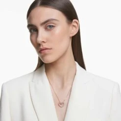 Swarovski Una Pendant Heart, Medium, White, Rose Gold-tone Plated