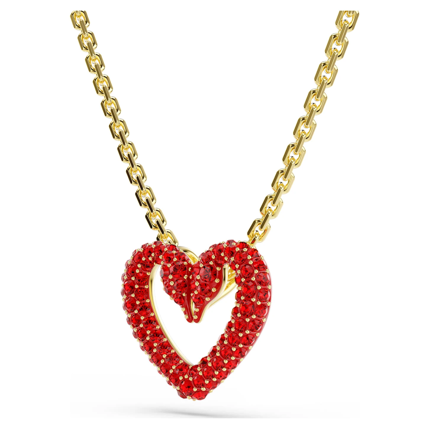 Swarovski Una Pendant Pavé, Heart, Small, Red, Gold-tone Plated 6 Swarovski Una Pendant Pavé, Heart, Small, Red, Gold-tone Plated - Image 4