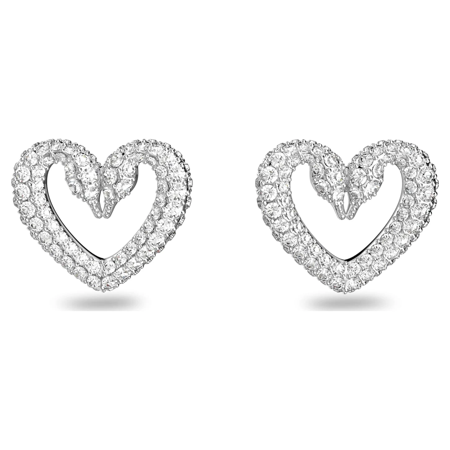 Swarovski Una Stud Earrings Heart, Medium, White, Rhodium Plated 4 Swarovski Una Stud Earrings Heart, Medium, White, Rhodium Plated - Image 2